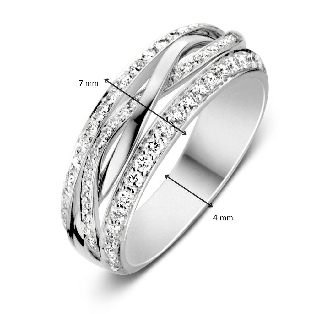 Elegante Anello Halo in Oro Bianco con Diamanti Taglio Brillante da 0,57 Carati