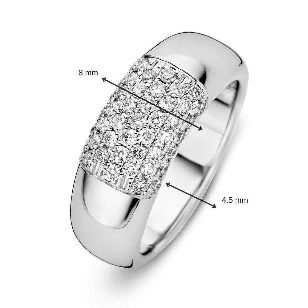 Anello audace in oro bianco con diamanti pavé (0,67 carati totali)