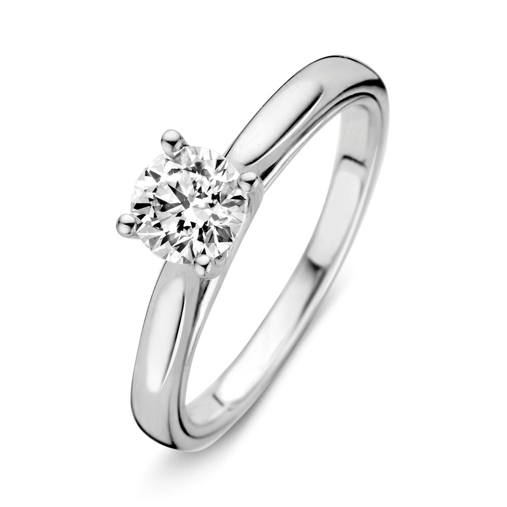 Anello in oro bianco elegante con diamante brillante (0,74 carati).