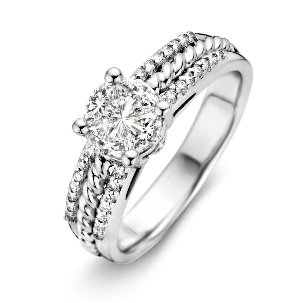 Exquisite 14K White Gold Ring with 0.88 Carat Diamond, Brilliant H/SI-1 Quality