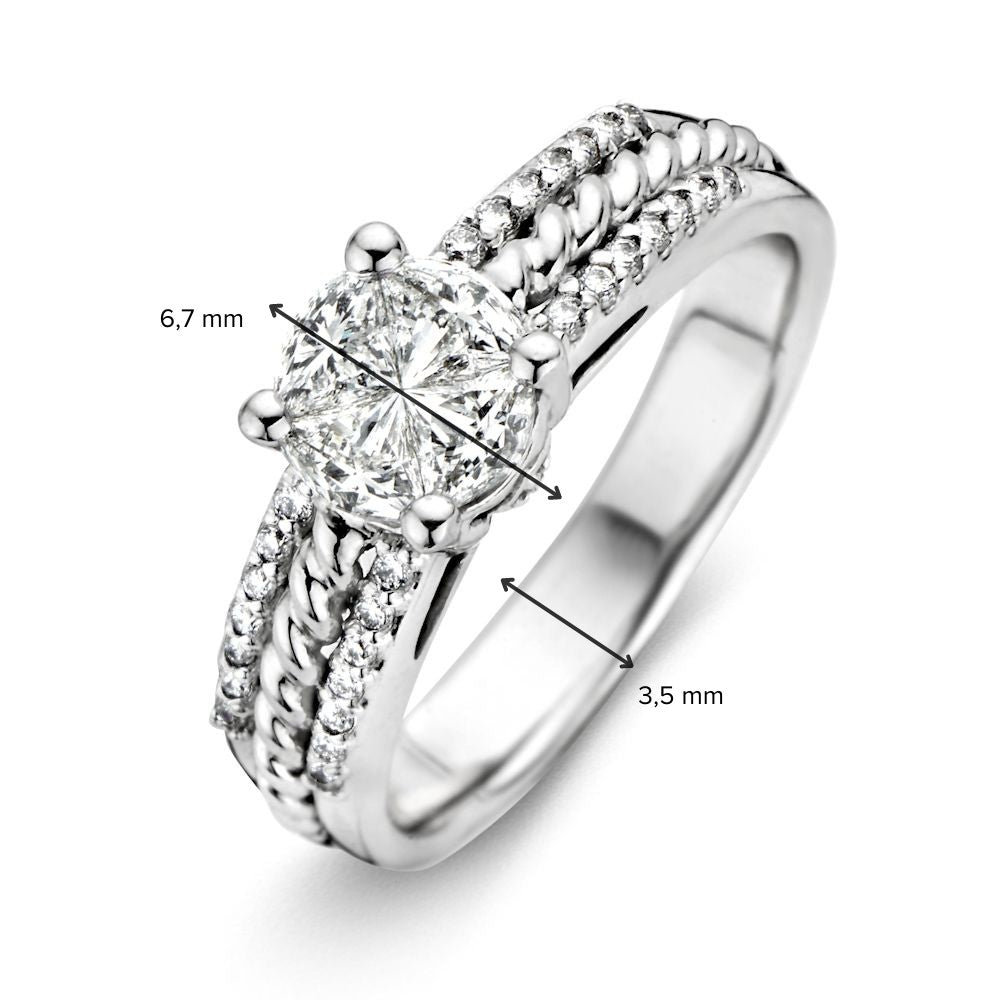 Esclusivo Anello in Oro Bianco 14K con Diamante da 0,88 Carati, Qualità Brillante H/SI-1