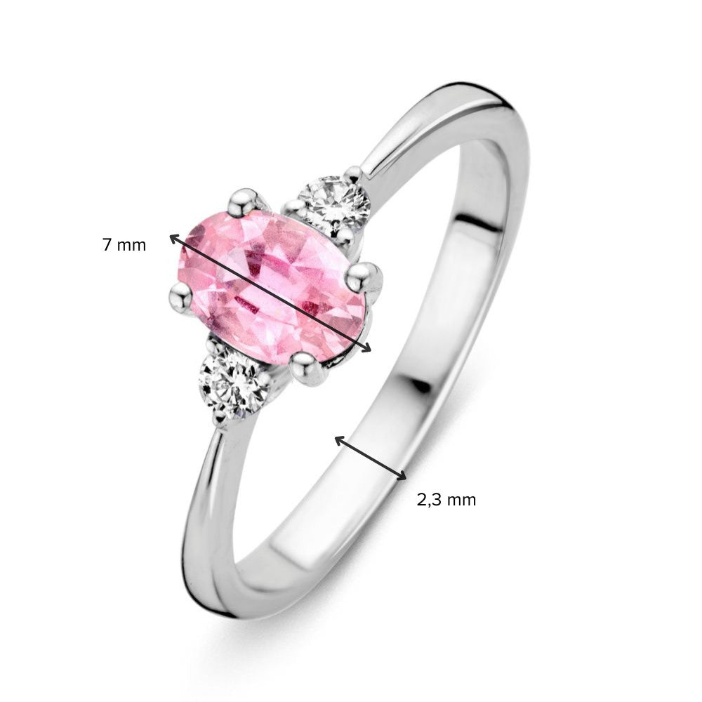 Anello da donna in oro bianco con brillanti e zaffiro rosa – Eleganza romantica