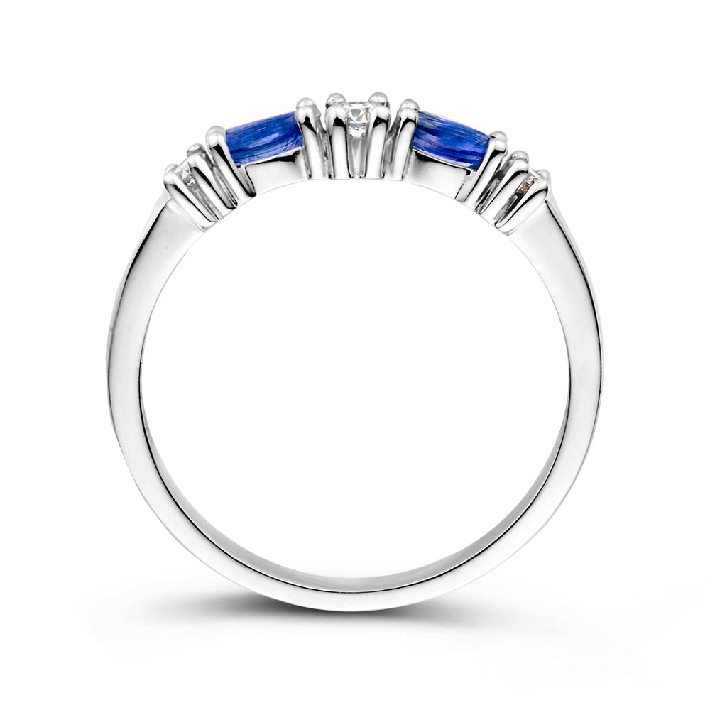 Anello 18kt oro bianco brillante + zaffiro