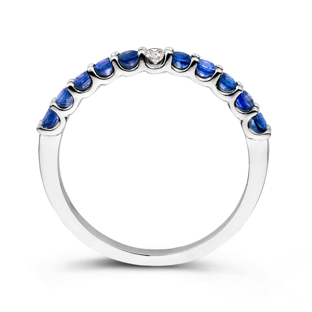 Anello in Oro Bianco con Zaffiri Blu e Brillante Bianco – Eleganza di Van der Kooij