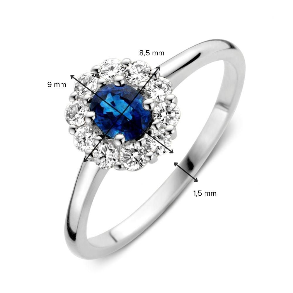 Anello in Oro Bianco con Zaffiro Blu e Diamanti: Una Bellezza Senza Tempo