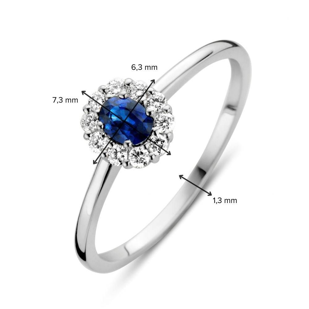 Anello in Oro Bianco con Zaffiro Blu e Diamanti: Una Combinazione Elegante