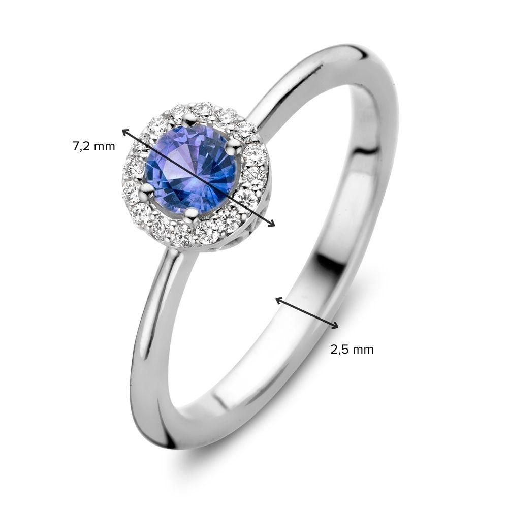 Anello Entourage in Oro Bianco 18kt con Zaffiro Blu e Diamanti 0.11ct