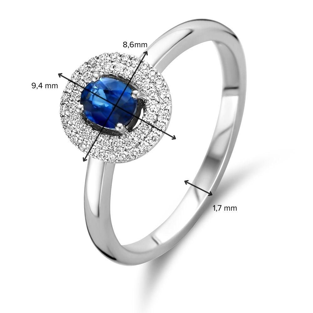 Anello oro bianco brillante + zaffiro
