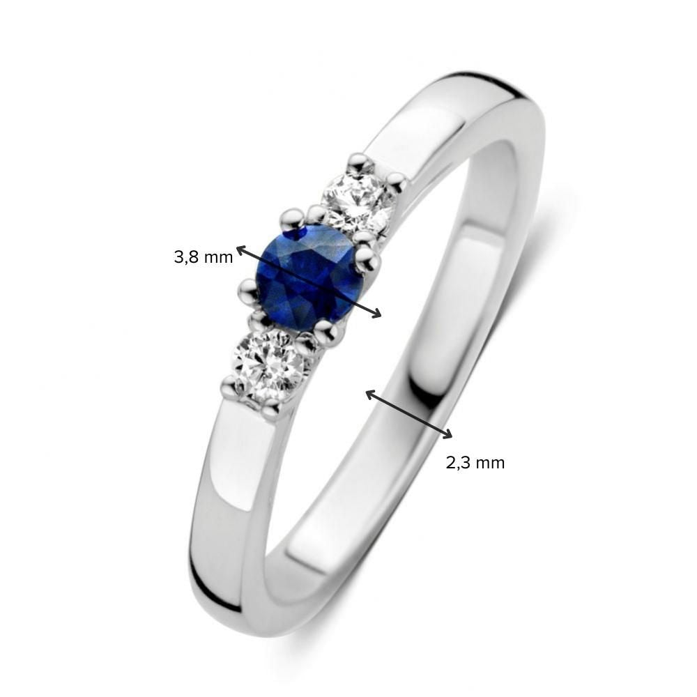 Anello da Donna in Oro Bianco con Zaffiro e Brillante - Eleganza Senza Tempo