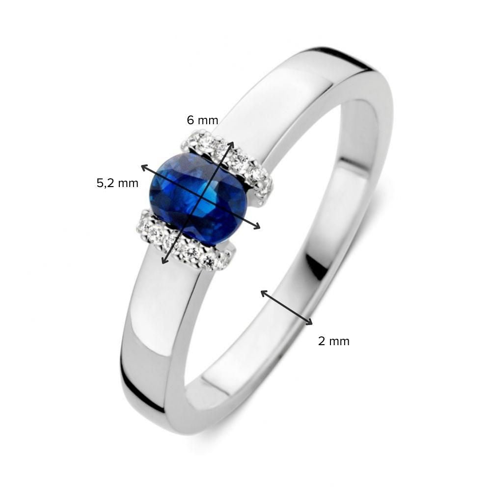 Anello in Oro Bianco con Zaffiro Blu e Diamante: Elegante e Senza Tempo