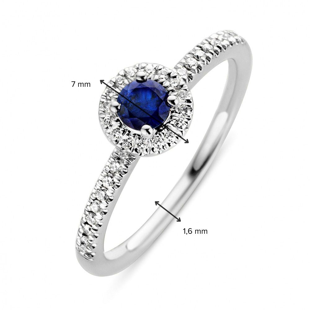 Anello in Oro Bianco con Zaffiro Blu e Diamante: Eleganza in Armonia