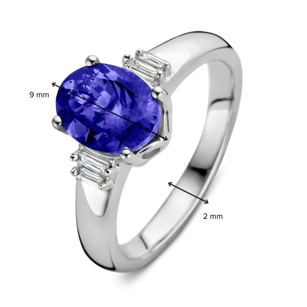 Squisito Anello in Oro Bianco con Tanzanite e Diamanti – Tanzanite da 2.04 Carati