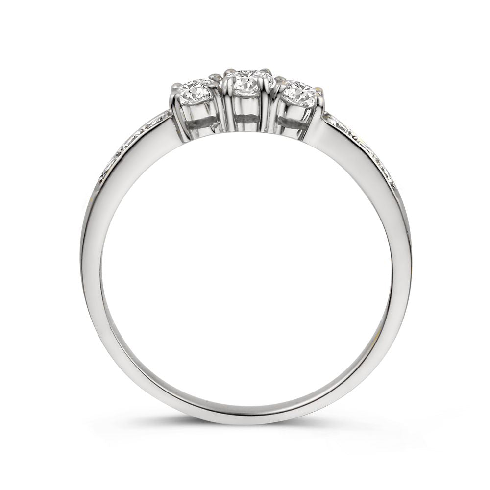 Anello raffinato in oro bianco con zirconie - Eleganza senza tempo - Van der Kooij