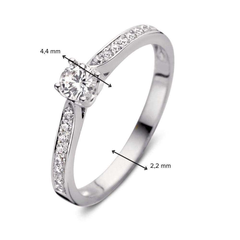 Anello in Oro Bianco con Cuore di Zirconia - Sobrio ed Elegante - Van der Kooij