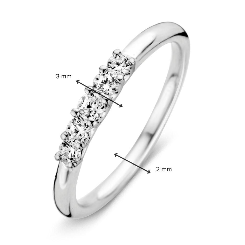 Elegante Anello in Oro Bianco con Zirconi - Sottile e Senza Tempo