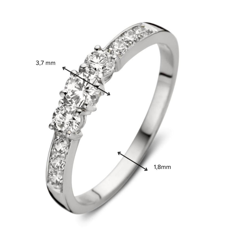 Anello raffinato in oro bianco con zirconie - Eleganza senza tempo - Van der Kooij