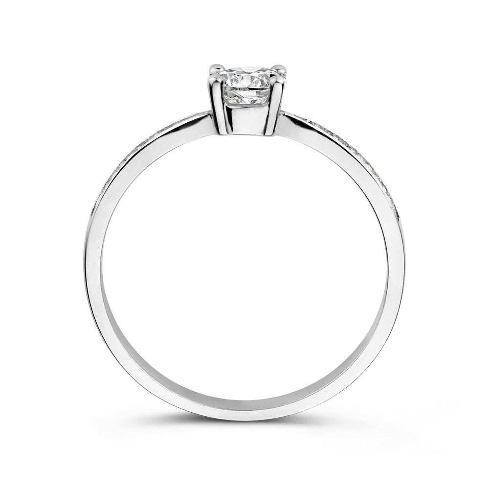 Elegante Anello in Oro Bianco con Zirconi - Raffinatezza senza Tempo