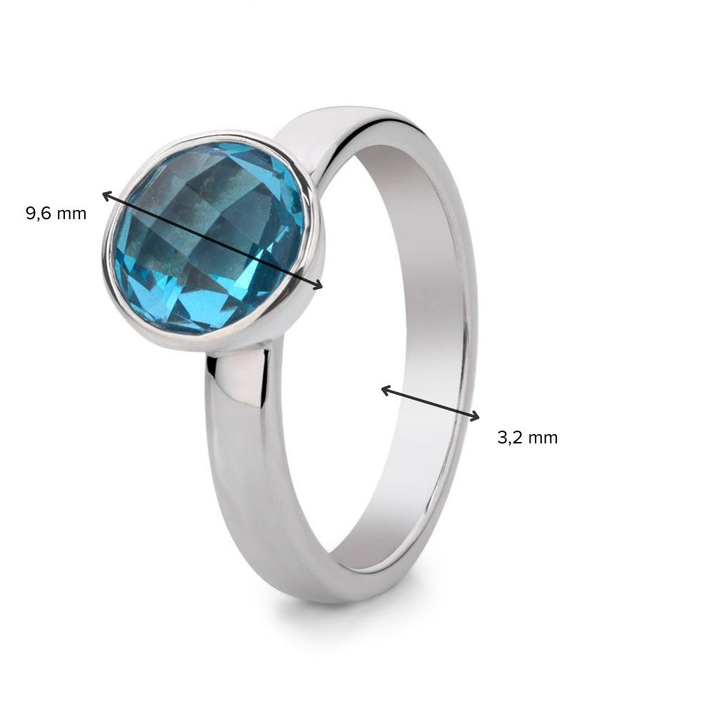 Anello da Donna in Argento Rodiato con Topazio Blu – Iris