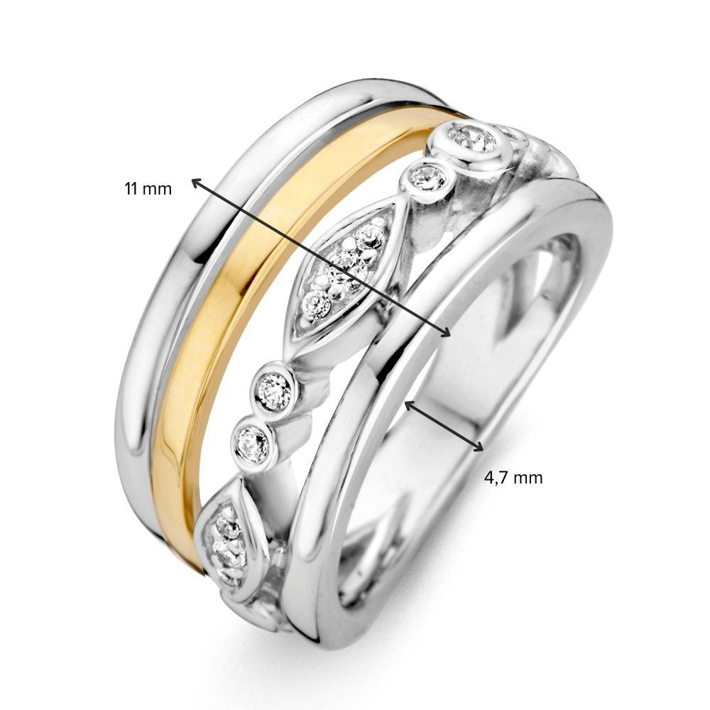 Anello da Donna in Argento con Oro Giallo 14 Carati e Zirconia