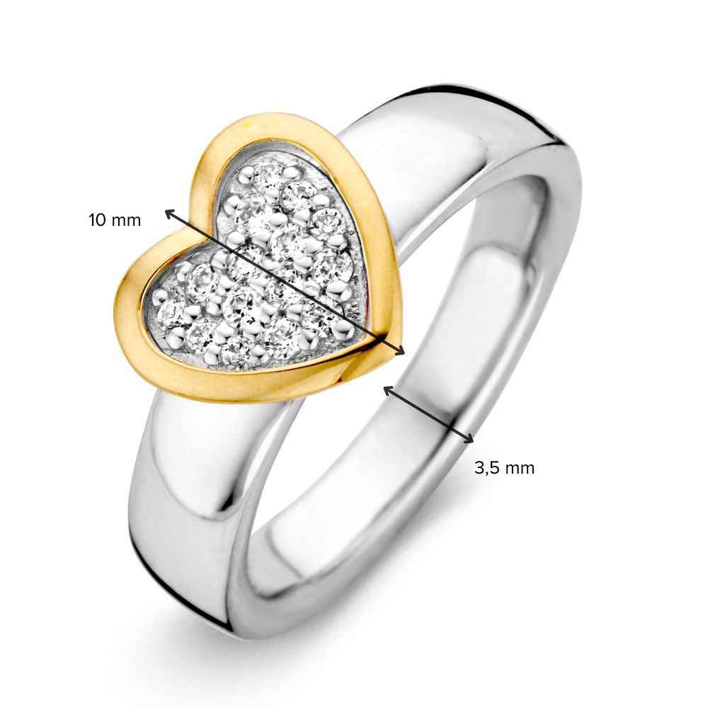 Anello da Donna in Argento con Accenti in Oro Giallo 14 Carati e Zircone Bianco
