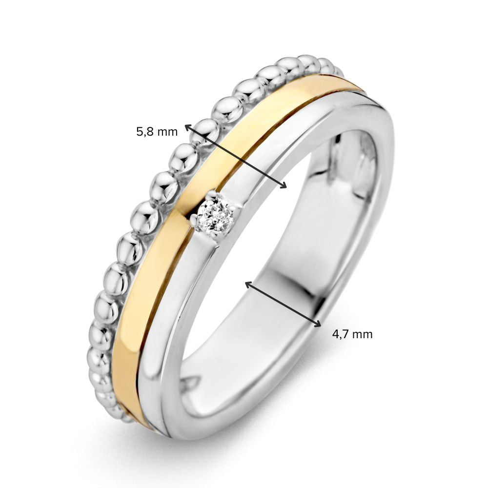 Anello argento/oro zircone