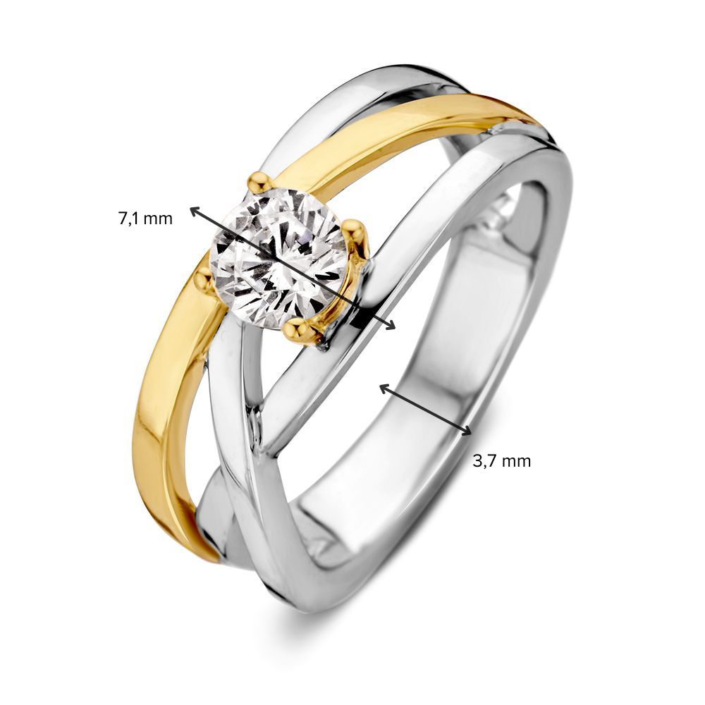 Anello argento/oro zirconia