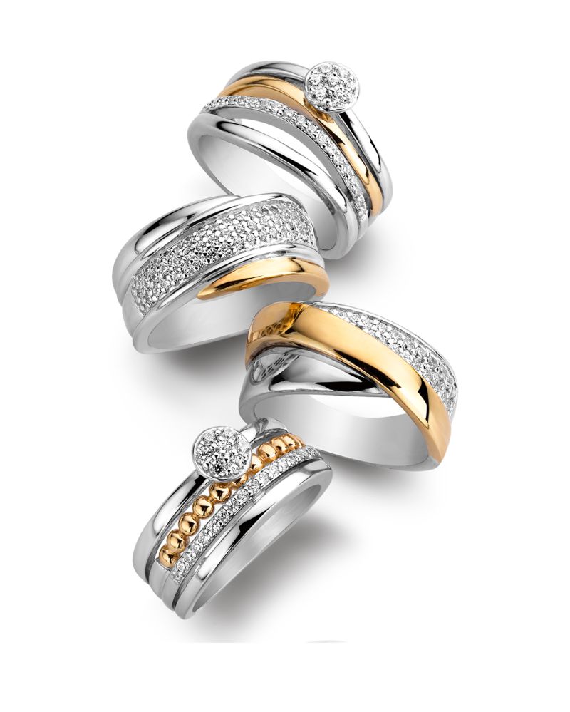 Anello argento/oro zirconia
