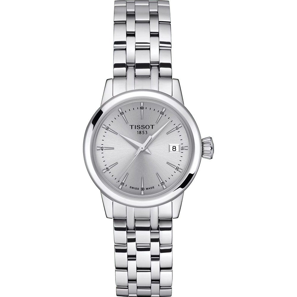 Orologio Tissot Classic Dream Lady con cassa argentata, quadrante chiaro e bracciale in acciaio inox.