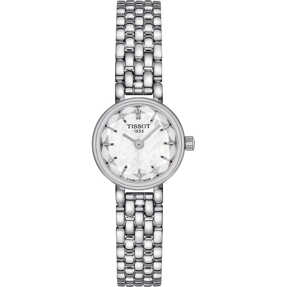 Orologio Tissot con cassa rotonda argentata e cinturino in maglia rolò.