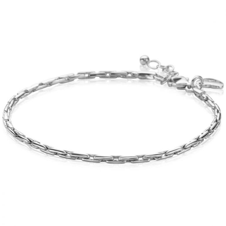 Bracciale in argento con maglia rolò, lunghezza regolabile da 18 a 21 cm.