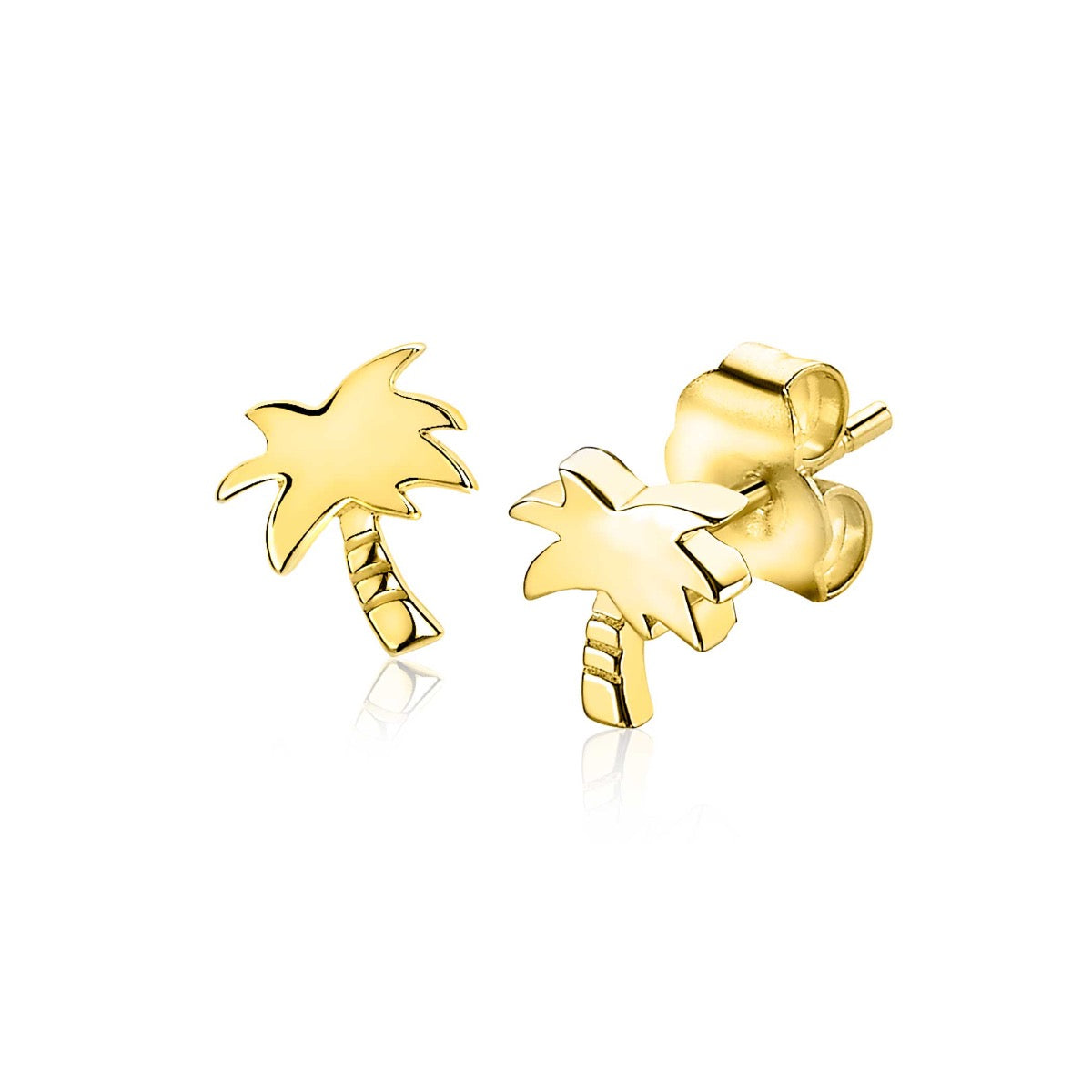 Orecchini in oro giallo a forma di palma.