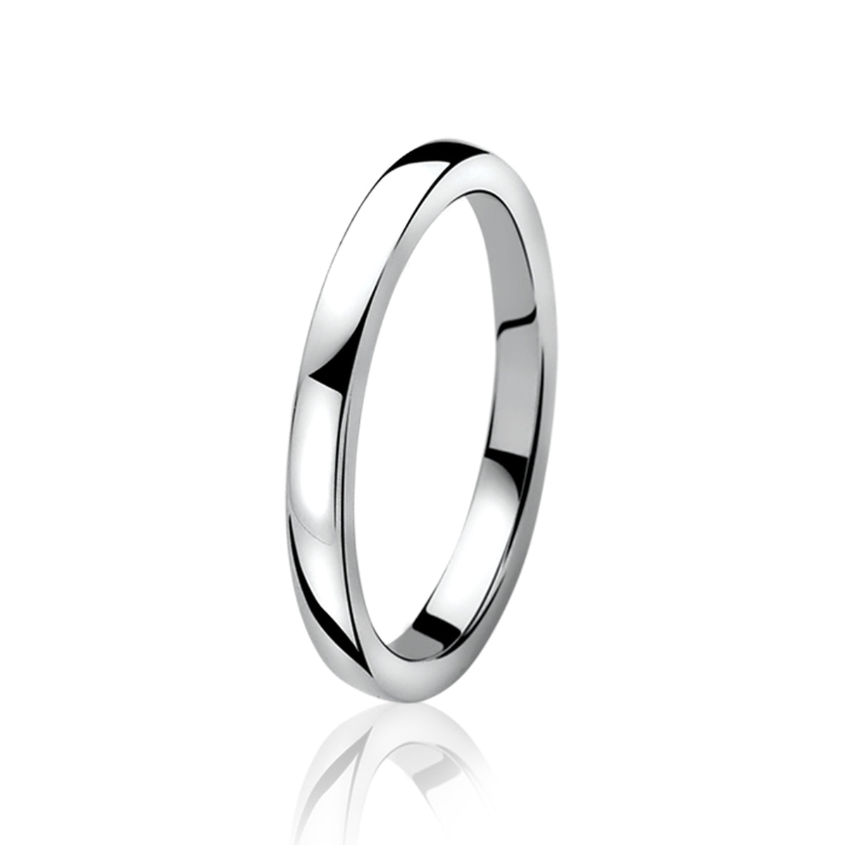 anello in argento lucido, di forma sottile e semplice, con finitura liscia.