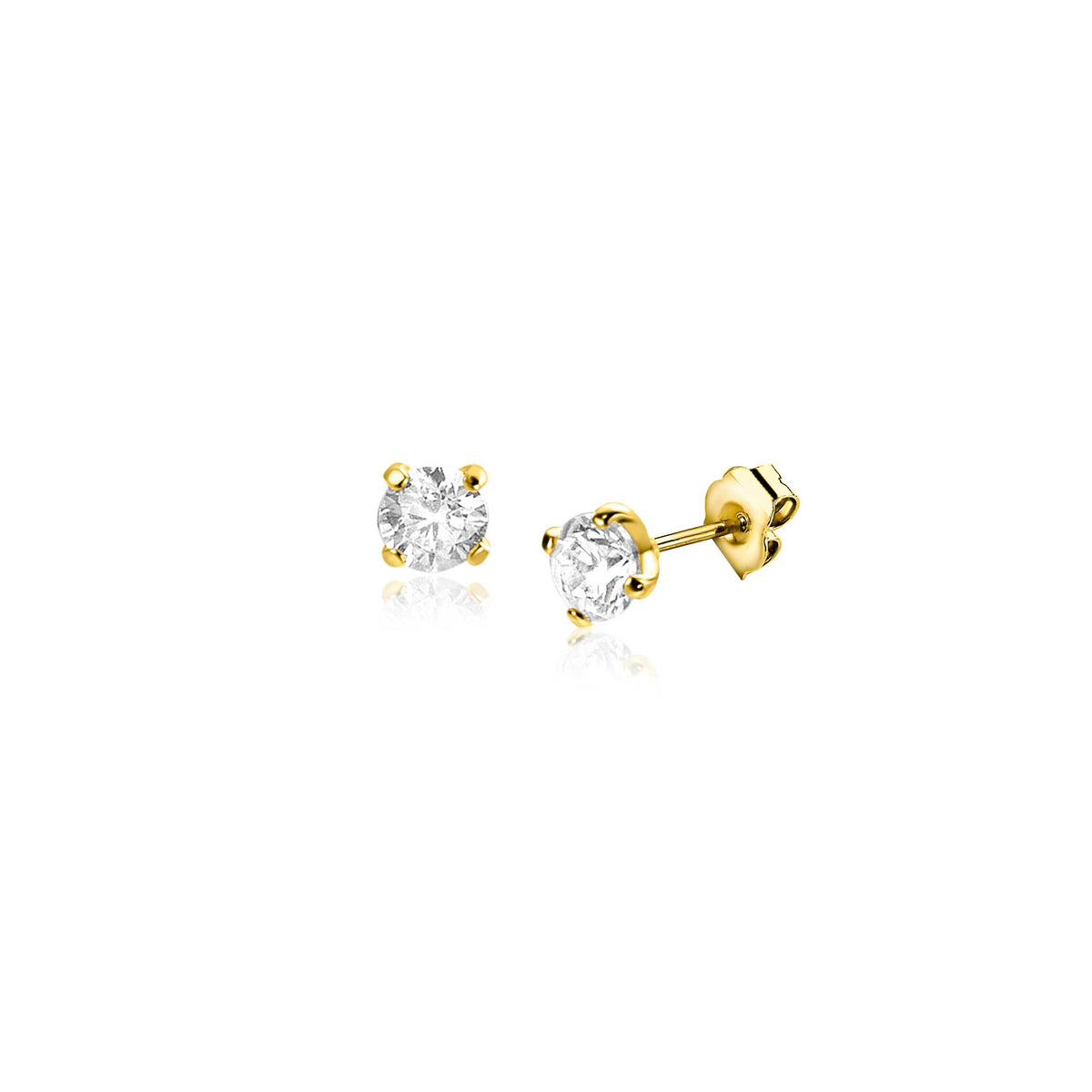 Orecchini in oro con pietre brillanti incastonate.