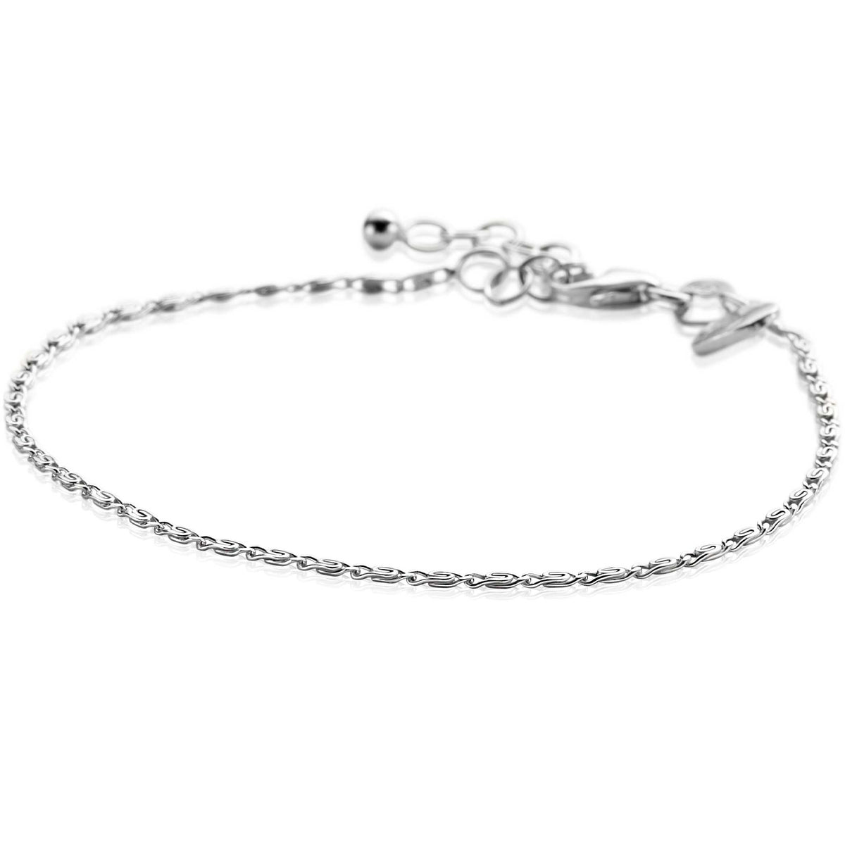 Bracciale in argento con maglia rolò e chiusura a moschettone.