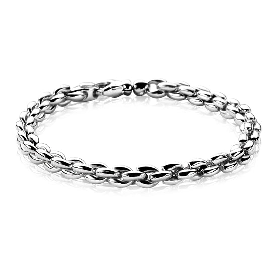 Bracciale in argento con maglia rolò lucida e finitura brillante.