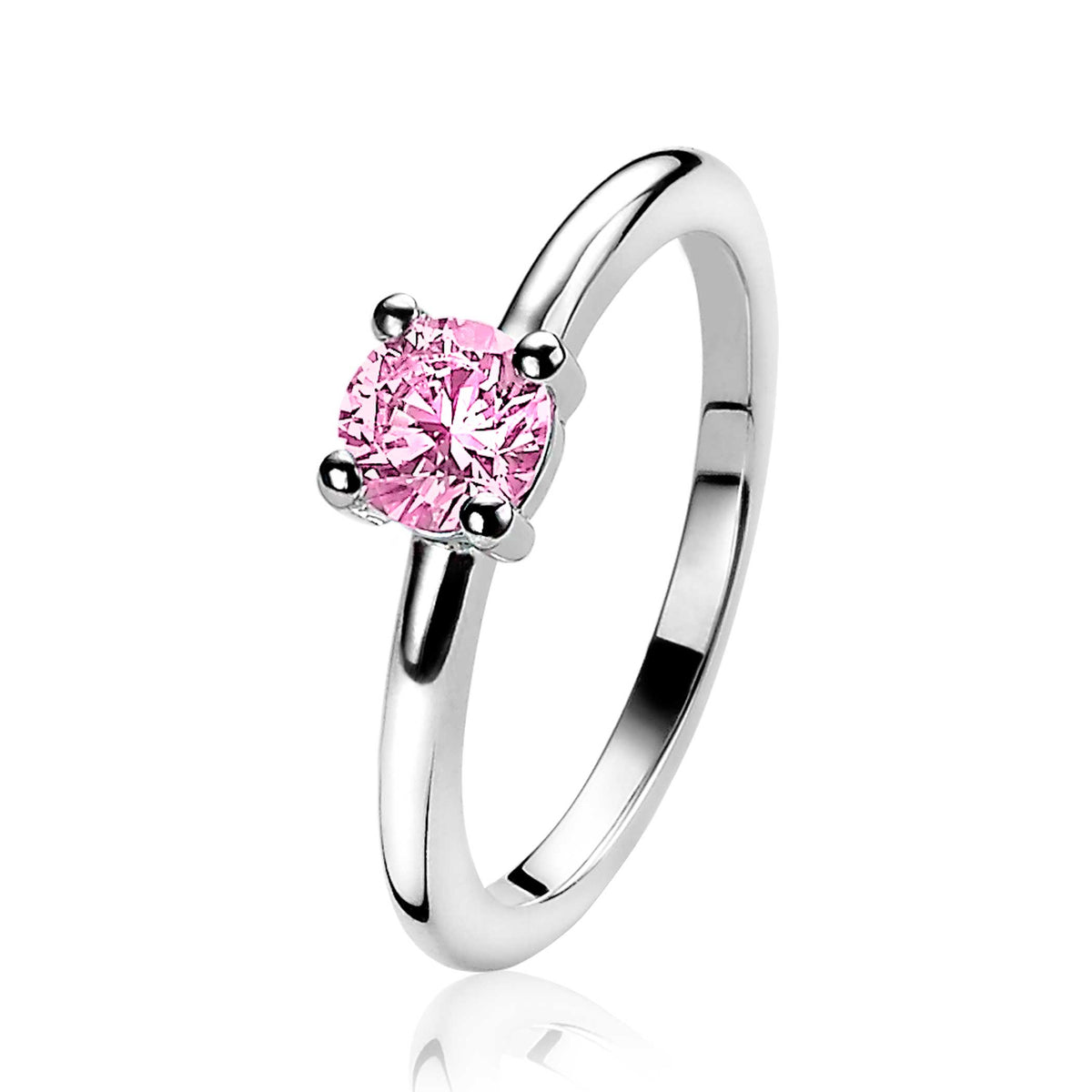 Anello in argento con pietra rosa incastonata.
