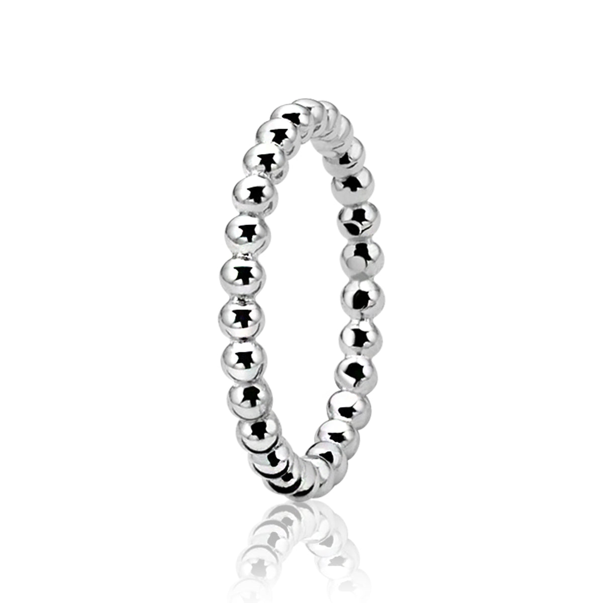 anello argento con perline lucide
