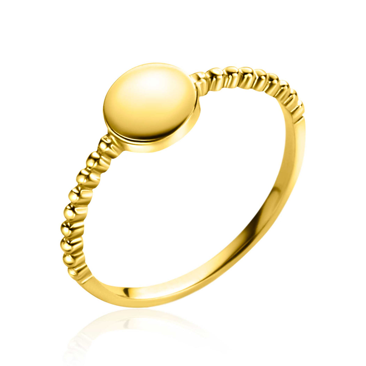 Anello dorato con superficie liscia e banda a maglia rolò.