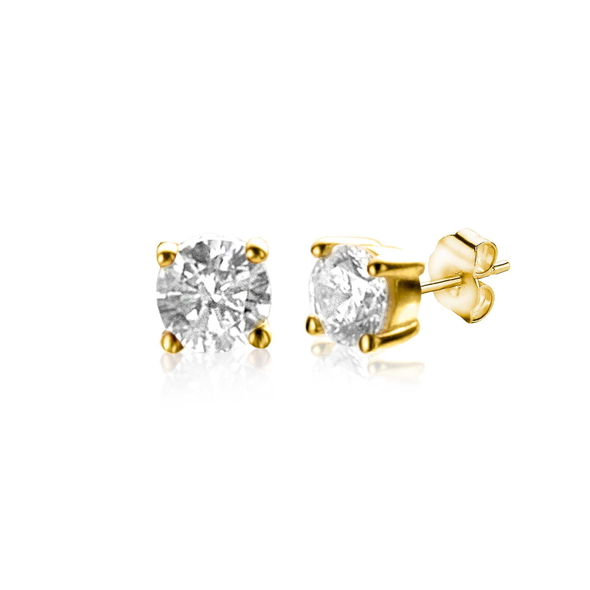 Orecchini in oro con pietre brillanti rotonde incastonate.