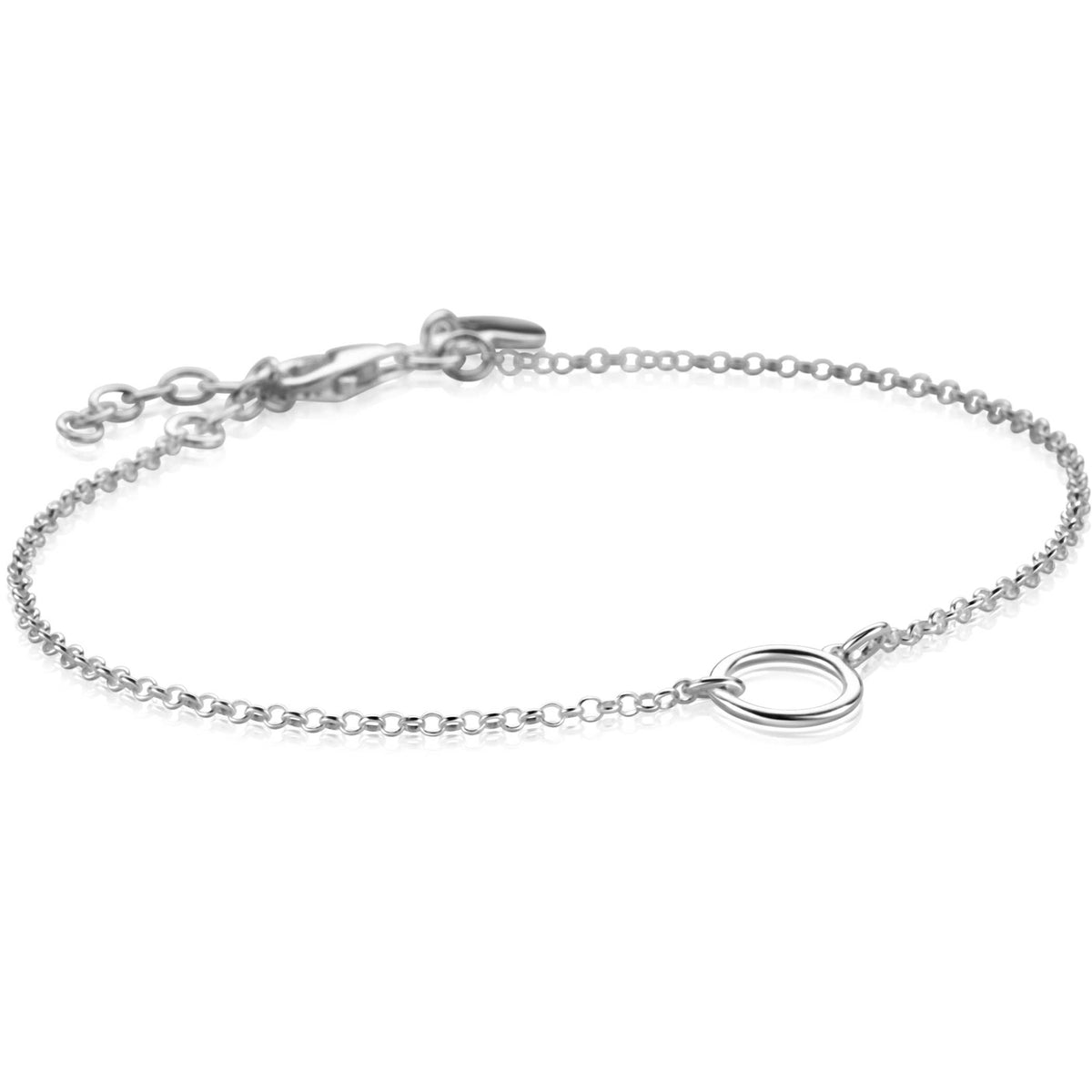 Bracciale in argento con maglia fine e un elemento ovale centrale.