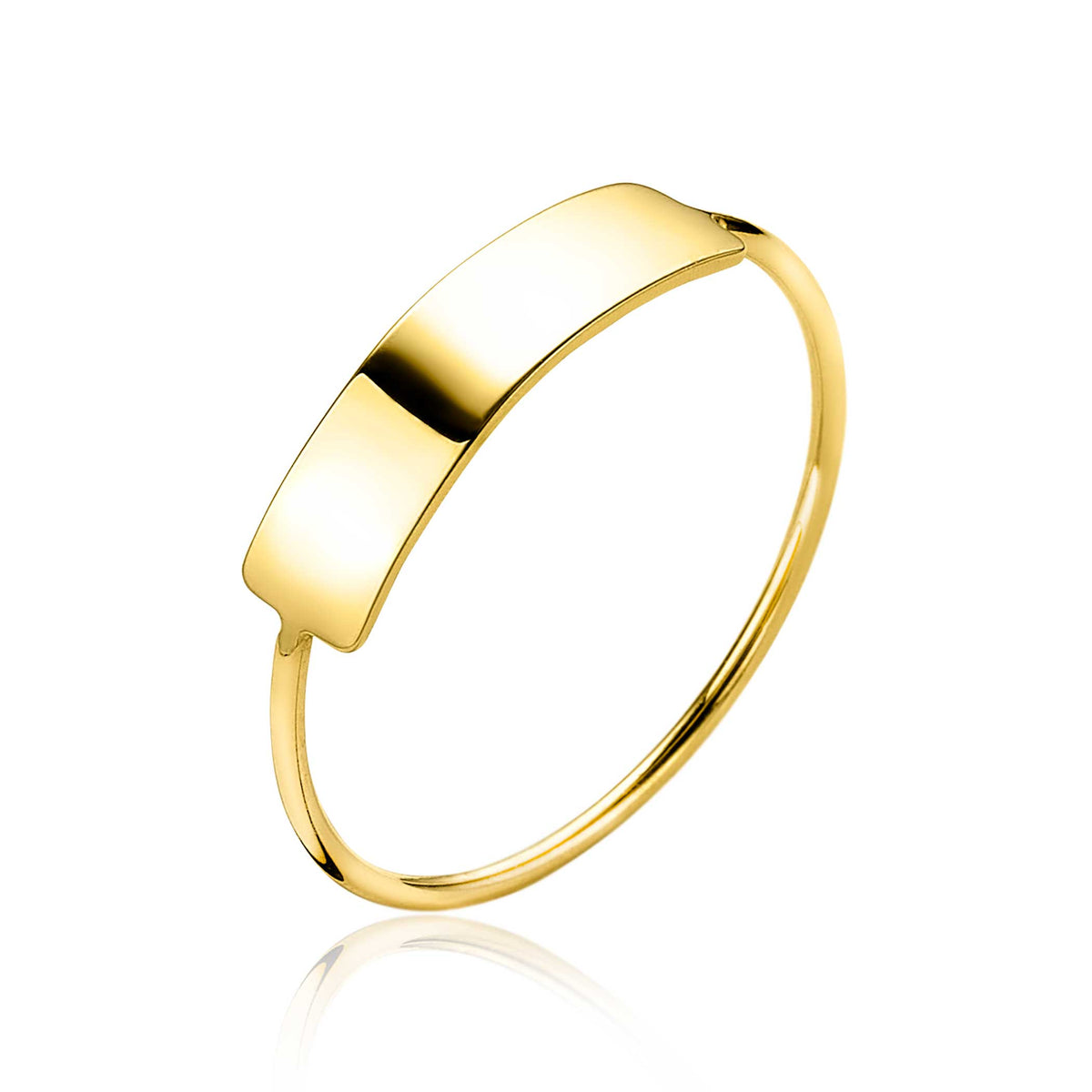 anello dorato con superficie liscia e forma rettangolare