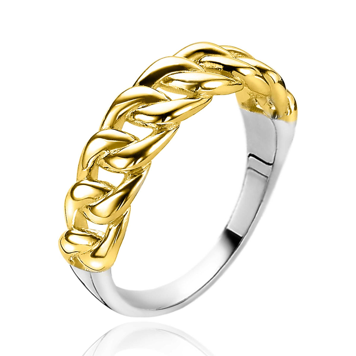 anello placcato oro con maglia rolò lucida