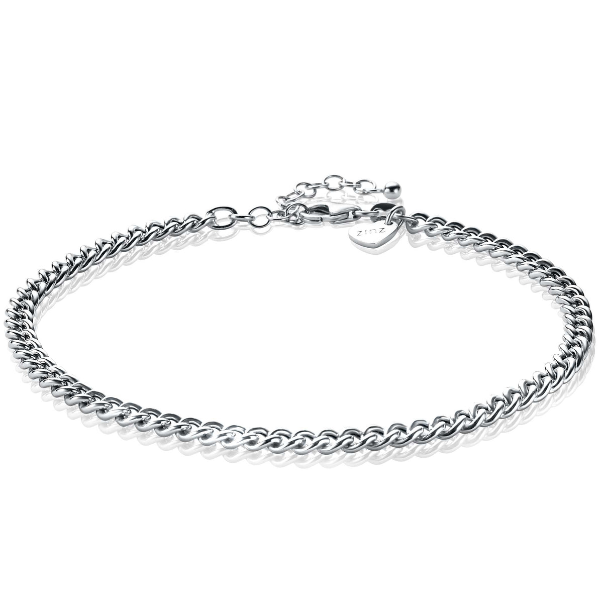 Collana in argento con maglia rolò lucida e chiusura a moschettone.