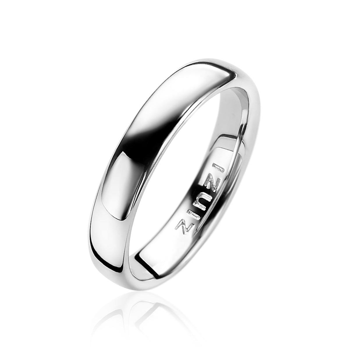 anello in argento lucido con finitura liscia e design semplice