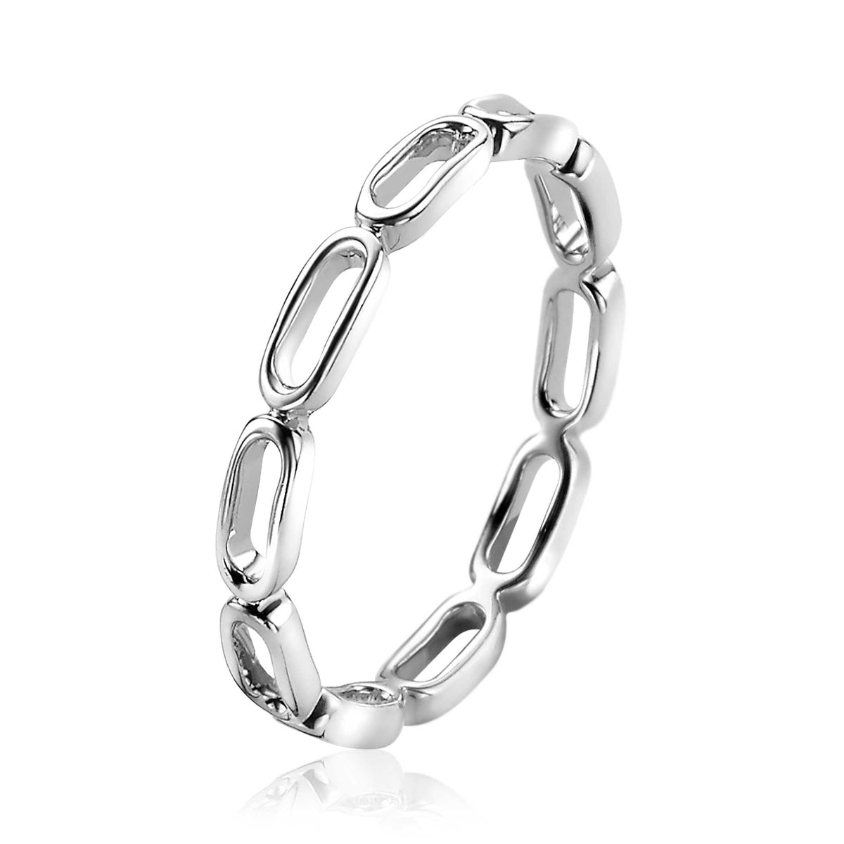 anello in argento con maglie ovali collegate