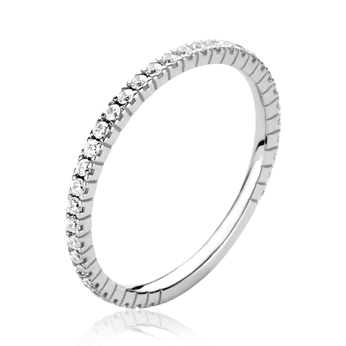 anello dorato con zirconi bianchi.