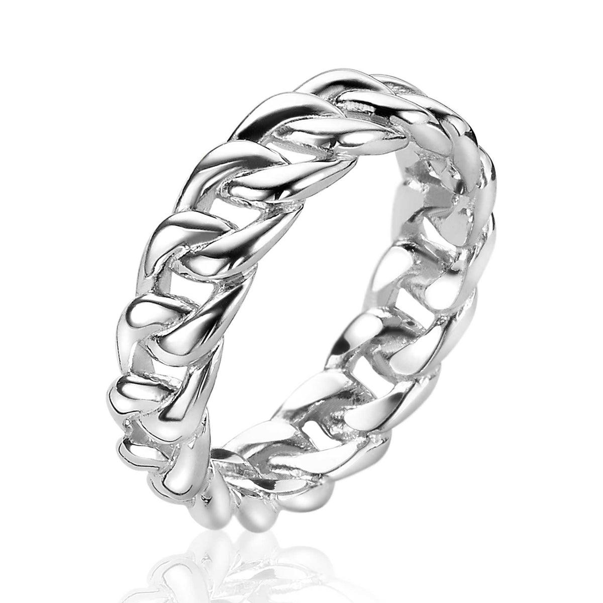 anello in argento con maglia rolò lucida