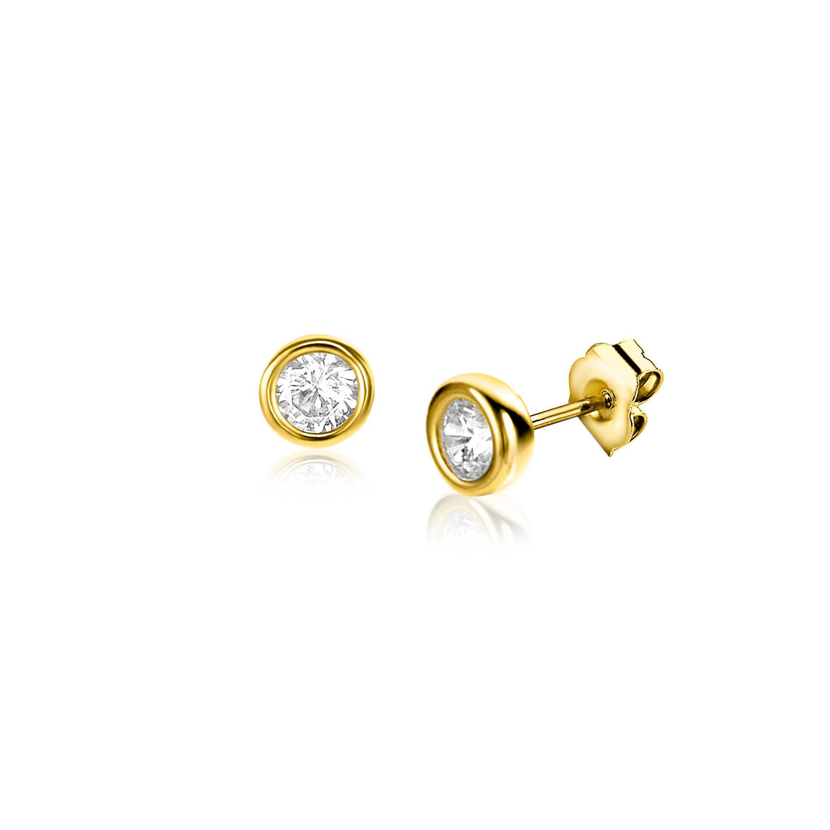Orecchini in oro con pietra brillante incastonata.