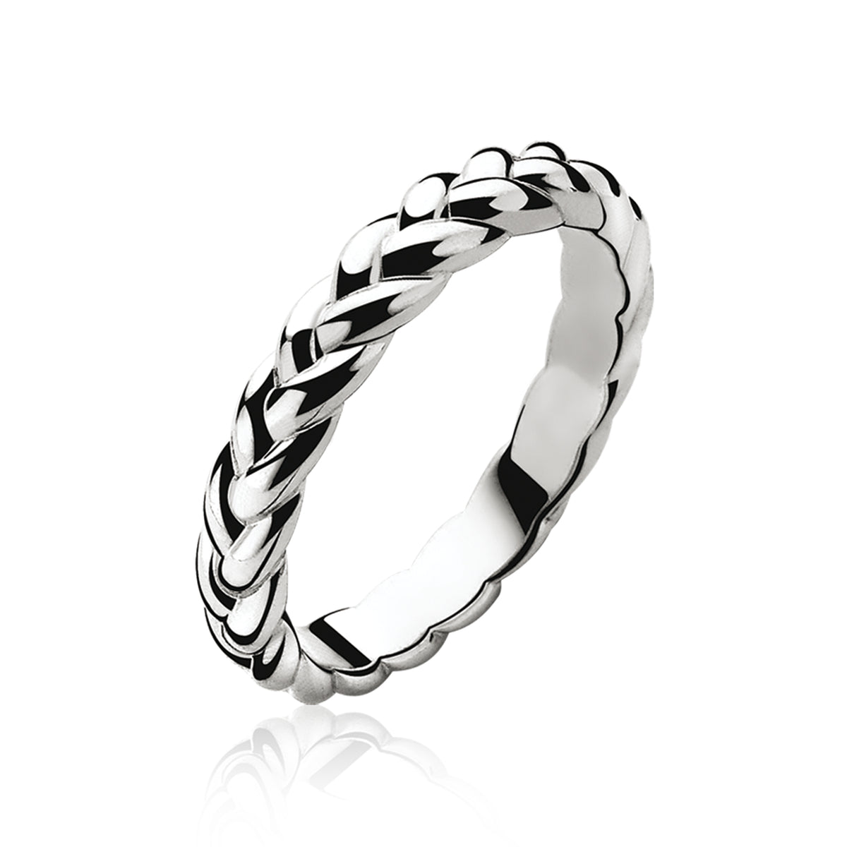 anello in argento con design intrecciato lucido