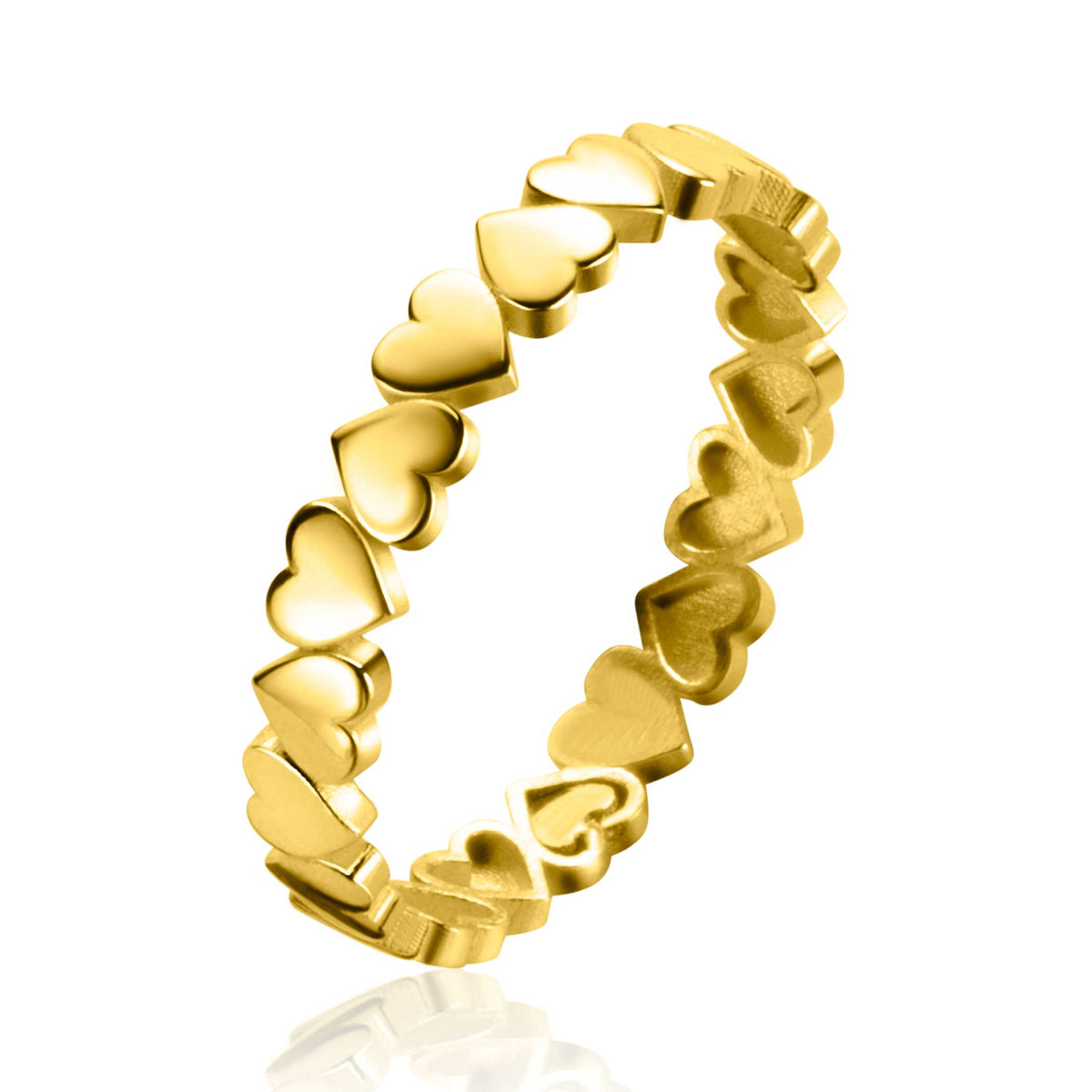 anello dorato con cuori sovrapposti
